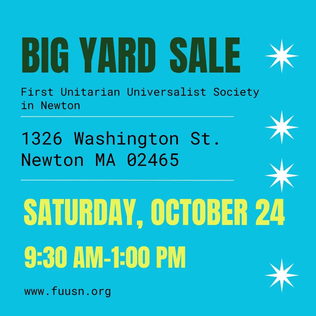 Big annual yard sale, Sat. 10/24!