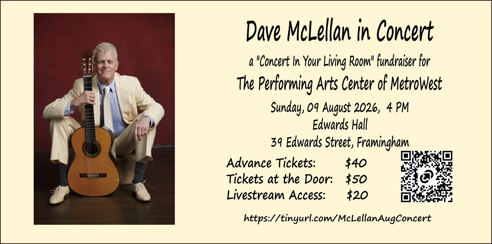 Dave McLellan, Concert for the Arts in Framingham