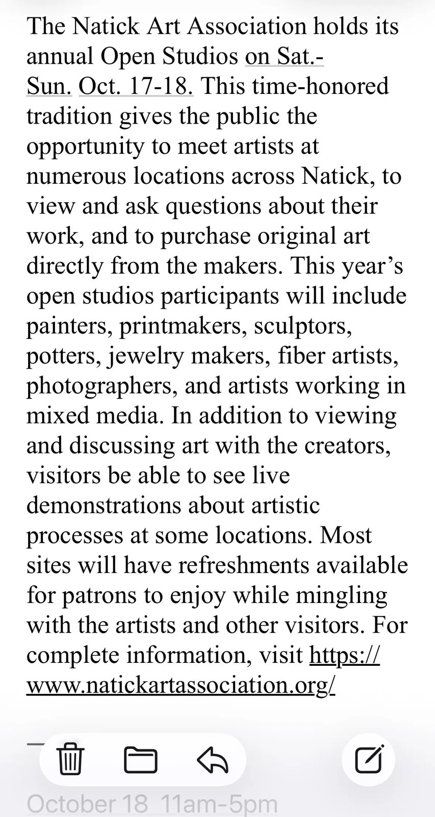 Natick Art Association Open Studios