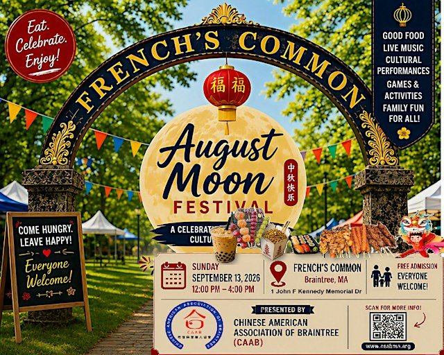 Braintree August Moon Festival - Asian Street food and fun -10/4 1-5 PM